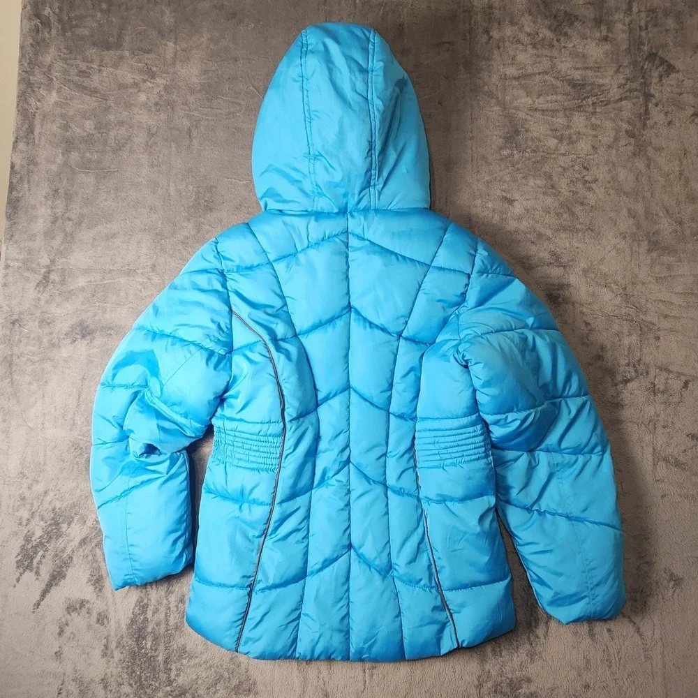 Vertical 9 Girls Size 16 1/2 Plus Aqua Blue Hooded Puffer Jacket Winter Snow Coa